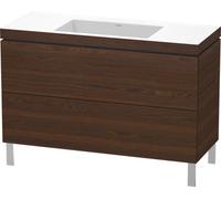Duravit L-Cube Meuble vasque c-bonded avec socle sur pied, 120x48 cm, 2 tiroirs, sans trop-plein, sans trou de robinet, LC6939N6969, LC6939N6969, Colorazione: Noce spazzolato Impiallacciatura in vero