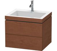 Duravit L-Cube meuble vasque c-bonded avec socle, suspendue au mur, 60x48 cm, 2 tiroirs, sans trop-plein, 1 trou pour robinet, LC6926O1313, LC6926O1313, Colorazione: impiallacciatura in vero legno di 