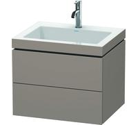Duravit L-Cube meuble vasque c-bonded avec socle, suspendue au mur, 60x48 cm, 2 tiroirs, sans trop-plein, 1 trou pour robinet, LC6926O4343, LC6926O4343, Colorazione: Basalto opaco decoro opaco