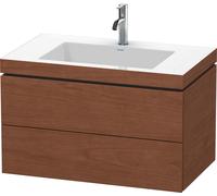 Duravit L-Cube meuble vasque c-bonded avec socle, suspendue au mur, 80x48 cm, 2 tiroirs, sans trop-plein, 1 trou pour robinet, LC6927O1313, LC6927O1313, Colorazione: impiallacciatura in vero legno di 