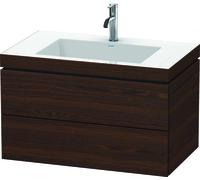 Duravit L-Cube meuble vasque c-bonded avec socle, suspendue au mur, 80x48 cm, 2 tiroirs, sans trop-plein, 1 trou pour robinet, LC6927O6969, LC6927O6969, Colorazione: Noce spazzolato Impiallacciatura i