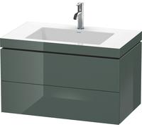 Duravit L-Cube meuble vasque c-bonded avec socle, suspendue au mur, 80x48 cm, 2 tiroirs, sans trop-plein, 1 trou pour robinet, LC6927O3838, LC6927O3838, Colorazione: Laccato lucido Grigio Dolomiti Gre