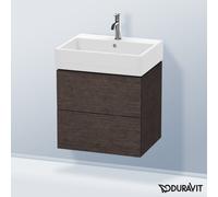 Duravit L-Cube bâti-support lavabo suspendu, 2 tiroirs, 584x544x459mm, LC627507272, LC627507272, Colorazione: impiallacciato in vero legno di quercia scuro spazzolato e vero legno