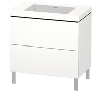 Duravit lavabo pour meuble en L-Cube avec socle sur pied, 80x48 cm, 2 tiroirs, sans trop-plein, sans trou de robinet, LC6937N1111, LC6937N1111, Colorazione: quercia cashmere impiallacciato in vero leg