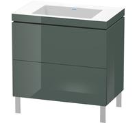 Duravit lavabo pour meuble en L-Cube avec socle sur pied, 80x48 cm, 2 tiroirs, sans trop-plein, sans trou de robinet, LC6937N3838, LC6937N3838, Colorazione: Laccato lucido Grigio Dolomiti Grey