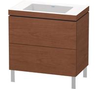 Duravit lavabo pour meuble en L-Cube avec socle sur pied, 80x48 cm, 2 tiroirs, sans trop-plein, sans trou de robinet, LC6937N1313, LC6937N1313, Colorazione: impiallacciatura in vero legno di noce amer
