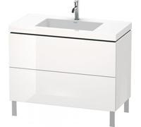 Duravit lavabo pour meuble en L-Cube, c-bonded avec socle sur pied, 100x48 cm, 2 tiroirs, sans trop-plein, 3 trous pour robinetterie, LC6938T1313, LC6938T1313, Colorazione: impiallacciatura in vero le