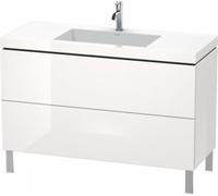 Duravit lavabo pour meuble en L-Cube, c-bonded avec socle sur pied, 120x48 cm, 2 tiroirs, sans trop-plein, 3 trous pour robinet, LC6939T1111, LC6939T1111, Colorazione: quercia cashmere impiallacciato