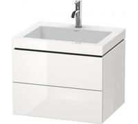Duravit lavabo pour meuble en L-Cube, c-bonded avec socle, suspendu au mur, 60x48 cm, 2 tiroirs, sans trop-plein, 3 trous pour robinetterie, LC6926T0303, LC6926T0303, Colorazione: Laccato lucido giada