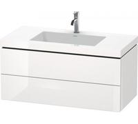 Duravit lavabo pour meuble en L-Cube, c-coller avec socle, suspendu au mur, 100x48 cm, 2 tiroirs, sans trop-plein, 3 trous pour robinetterie, LC6928T9090, LC6928T9090, Colorazione: Flanella Grigio set