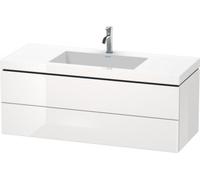 Duravit lavabo pour meuble en L-Cube, c-coller avec socle, suspendu au mur, 120x48 cm, 2 tiroirs, sans trop-plein, 3 trous pour robinetterie, LC6929T1010, LC6929T1010, Colorazione: Albicocca Perla lac