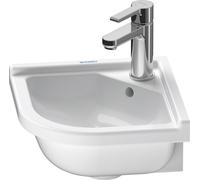 Duravit Starck 3 - Lavamani ad angolo 430x380 mm, con 1 foro per miscelatore, con WonderGliss, bianco 07524400001