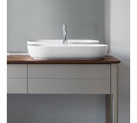 Lavabo da appoggio Duravit Luv 80x40cm, senza sfioratore, senza foro per rubinetto, senza foro per rubinetto, lucido, 037980, Colorazione: Colore interno bianco seta opaca, colore esterno bianco seta opaca - 0379802600