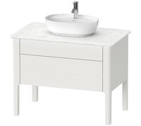 Duravit Luv Meuble sous-lavabo à poser LU9569, 938 x 570 mm, 1 tiroir, 1 tablette coulissante, LU956903939, LU956903939, Colorazione: Nordic White laccato opaco seta bianco nordico