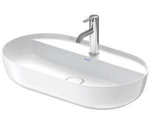 Duravit Luv vasque à poser 70x40cm, sans trop-plein, avec plage de robinetterie, 1 trou pour robinetterie, rectifié, 03807000001, 03807000001, Colorazione: Bianco lucido con Wondergliss