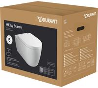 Duravit ME by Starck Ensemble de WC suspendu, Rimless, Durafix, abaissement automatique, 570mm, blanc ultra-brillant avec DuraShield, 452909AAA1, 452909AAA1