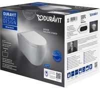 Duravit ME by Starck Ensemble WC suspendu, chasse d'eau profonde HygieneFlush, siège de WC inclus, blanc brillant avec DuraShield, 457909AAA1, 457909AAA1