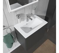 Lavabo Duravit ME by Starck Furniture Compact 63x40cm, 1 foro per rubinetto, con troppopieno, con panca per rubinetto, colorazione: Bianco con Wondergliss