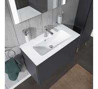 Lavabo per mobili Duravit ME by Starck Compact 83x40cm, 1 foro per rubinetto, con troppopieno, con panca per rubinetto,, colorazione: Bianco con Wondergliss