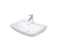 Lavabo Duravit ME by Starck Compact 60x40cm, 1 foro per rubinetto, con troppopieno, con panca per rubinetto,, Colorazione: Bianco seta opaco