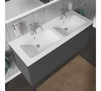 Duravit ME by Starck - Lavabo doppio da mobile 1300x490 mm, con 2 fori per miscelatore, con WonderGliss, bianco alpino 23361300001