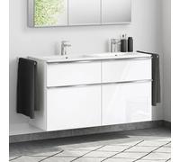Duravit ME by Starck lavabo doppio, evineo ineo4 mobile per lavabo, La: 130 cm; 4 scomparti estraibili con maniglia,, 233613AA00+BE0269WH, ME by Starck [Mobili da Bagno > Mobili con Doppio Lavabo]