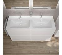 Duravit ME by Starck lavabo doppio, evineo ineo5 evo mobile La: 128 cm, 4 scomparti estraibili, con maniglia incassata,, 233613AA00+BE0717WM, ME by Starck [Mobili da Bagno > Mobili con Doppio Lavabo]