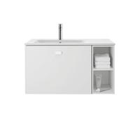 Duravit ME by Starck Meuble lave-mains 83 cm, 1 trou pour robinet, avec trop-plein, avec table de robinet, asymétrique, lavabo à gauche, 23458332001, 23458332001, Colorazione: Seta bianca opaca con Wo