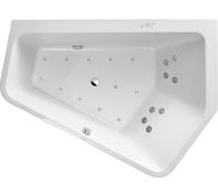 Duravit Paiova 5 Bain à remous, à encastrer, angle à droite, double dos inclinés à droite, habillage acrylique sans soudure, garniture d'écoulement et de trop-plein, système Combi P, 1900x1400mm, 7603