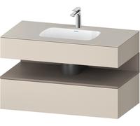 Duravit Qatego lavabo encastré avec meuble sous-lavabo en console, 1000x550x600mm, niche basalte mat, QA4786043830010, QA4786043830010, Colorazione: Supermateria di colore grigio con illuminazione a n