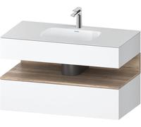 Duravit Qatego lavabo encastré avec meuble sous-lavabo en console, 1000x550x600mm, niche chêne mamelonné, QA4786055180010, QA4786055180010, Colorazione: Bianco opaco/con illuminazione di nicchia