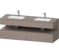 Duravit Qatego lavabo encastré avec meuble sous-lavabo en console, 1600x550x600mm, niche basalte mat, lavabo double, QA4797043430010, QA4797043430010, Colorazione: Basalto opaco/con illuminazione a ni