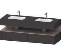 Duravit Qatego lavabo encastré avec meuble sous-lavabo en console, 1600x550x600mm, niche basalte mat, lavabo double, QA4797043800000, QA4797043800000, Colorazione: grafite supermatt