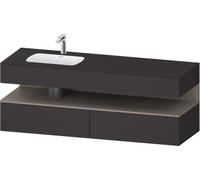 Duravit Qatego lavabo encastré avec meuble sous-lavabo en console, 1600x550x600mm, niche basalte mat, vasque à gauche, QA4795043800010, QA4795043800010, Colorazione: Supermatt grafite/con illuminazion