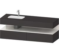 Duravit Qatego lavabo encastré avec meuble sous-lavabo en console, 1600x550x600mm, niche blanc brillant, vasque à gauche, QA4795022800010, QA4795022800010, Colorazione: Supermatt grafite/con illuminaz