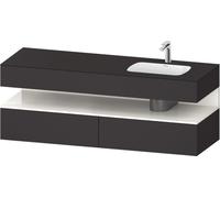 Duravit Qatego lavabo encastré avec meuble sous-lavabo en console, 1600x550x600mm, niche blanc brillant, vasque à droite, QA4796022800010, QA4796022800010, Colorazione: Supermatt grafite/con illuminaz