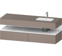 Duravit Qatego lavabo encastré avec meuble sous-lavabo en console, 1600x550x600mm, niche blanc mat, vasque à droite, QA4796018430010, QA4796018430010, Colorazione: Basalto opaco/con illuminazione a ni