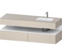 Duravit Qatego lavabo encastré avec meuble sous-lavabo en console, 1600x550x600mm, niche blanc mat, vasque à droite, QA4796018830010, QA4796018830010, Colorazione: Supermateria di colore grigio con il