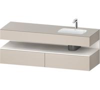 Duravit Qatego lavabo encastré avec meuble sous-lavabo en console, 1600x550x600mm, niche blanc supermatt, vasque à droite, QA4796084910010, QA4796084910010, Colorazione: Taupe opaco/con illuminazione 