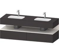 Duravit Qatego lavabo encastré avec meuble sous-lavabo en console, 1600x550x600mm, niche blanche supermat, lavabo double, QA4797084800010, QA4797084800010, Colorazione: Supermatt grafite/con illuminaz