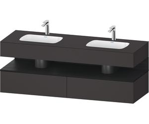 Duravit Qatego lavabo encastré avec meuble sous-lavabo en console, 1600x550x600mm, niche chêne noir, lavabo double, QA4797016800000, QA4797016800000, Colorazione: grafite supermatt