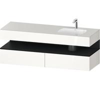 Duravit Qatego lavabo encastré avec meuble sous-lavabo en console, 1600x550x600mm, niche chêne noir, vasque à droite, QA4796016220010, QA4796016220010, Colorazione: Bianco lucido/con illuminazione a n