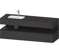 Duravit Qatego lavabo encastré avec meuble sous-lavabo en console, 1600x550x600mm, niche chêne noir, vasque à gauche, QA4795016800010, QA4795016800010, Colorazione: Supermatt grafite/con illuminazione