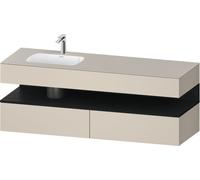 Duravit Qatego lavabo encastré avec meuble sous-lavabo en console, 1600x550x600mm, niche chêne noir, vasque à gauche, QA4795016830010, QA4795016830010, Colorazione: Supermateria di colore grigio con i