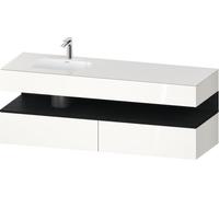 Duravit Qatego lavabo encastré avec meuble sous-lavabo en console, 1600x550x600mm, niche chêne noir, vasque à gauche, QA4795016220010, QA4795016220010, Colorazione: Bianco lucido/con illuminazione a n