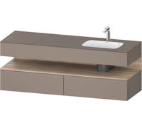 Duravit Qatego lavabo encastré avec meuble sous-lavabo en console, 1600x550x600mm, niche en chêne mamelonné, vasque à droite, QA4796055430010, QA4796055430010, Colorazione: Basalto opaco/con illuminaz
