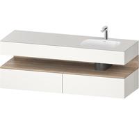 Duravit Qatego lavabo encastré avec meuble sous-lavabo en console, 1600x550x600mm, niche en chêne mamelonné, vasque à droite, QA4796055840010, QA4796055840010, Colorazione: Supermateria bianca con ill