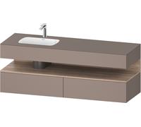 Duravit Qatego lavabo encastré avec meuble sous-lavabo en console, 1600x550x600mm, niche en chêne mamelonné, vasque à gauche, QA4795055430000, QA4795055430000, Colorazione: Basalto opaco