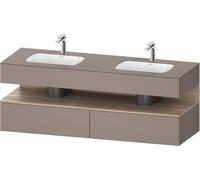 Duravit Qatego lavabo encastré avec meuble sous-lavabo en console, 1600x550x600mm, niche en chêne mamelonné, lavabo double, QA4797055430000, QA4797055430000, Colorazione: Basalto opaco