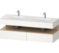 Duravit Qatego lavabo encastré avec meuble sous-lavabo en console, 1600x550x600mm, niche en chêne naturel, lavabo double, QA4797030840000, QA4797030840000, Colorazione: Bianco Supermatt